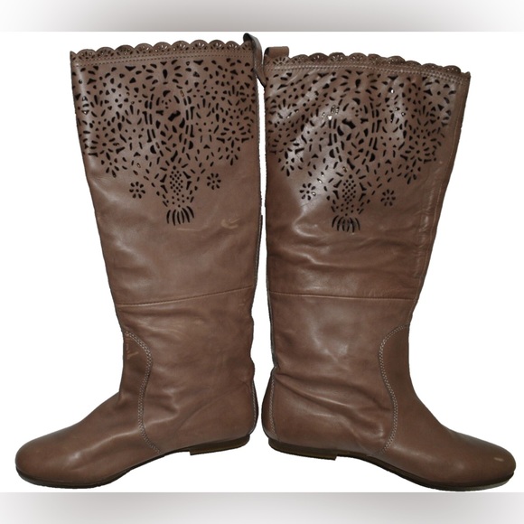 BELLE SIZE 6.5 M 235 BROWN LASER CUT-OUTS RIDING BOOTS BOOTIES WESTERN - Picture 3 of 7